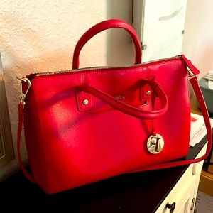 Red furla designer purse